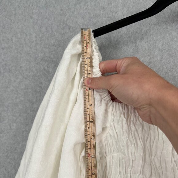 Tuckernuck Annie Linen Smocked Mini Dress Size S White Puff Sleeve Neutral Chic - Picture 8 of 11